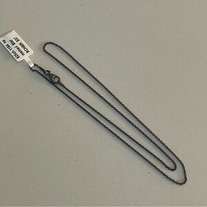 Sterling silver 925 cable link Black Chain Necklace 18” long